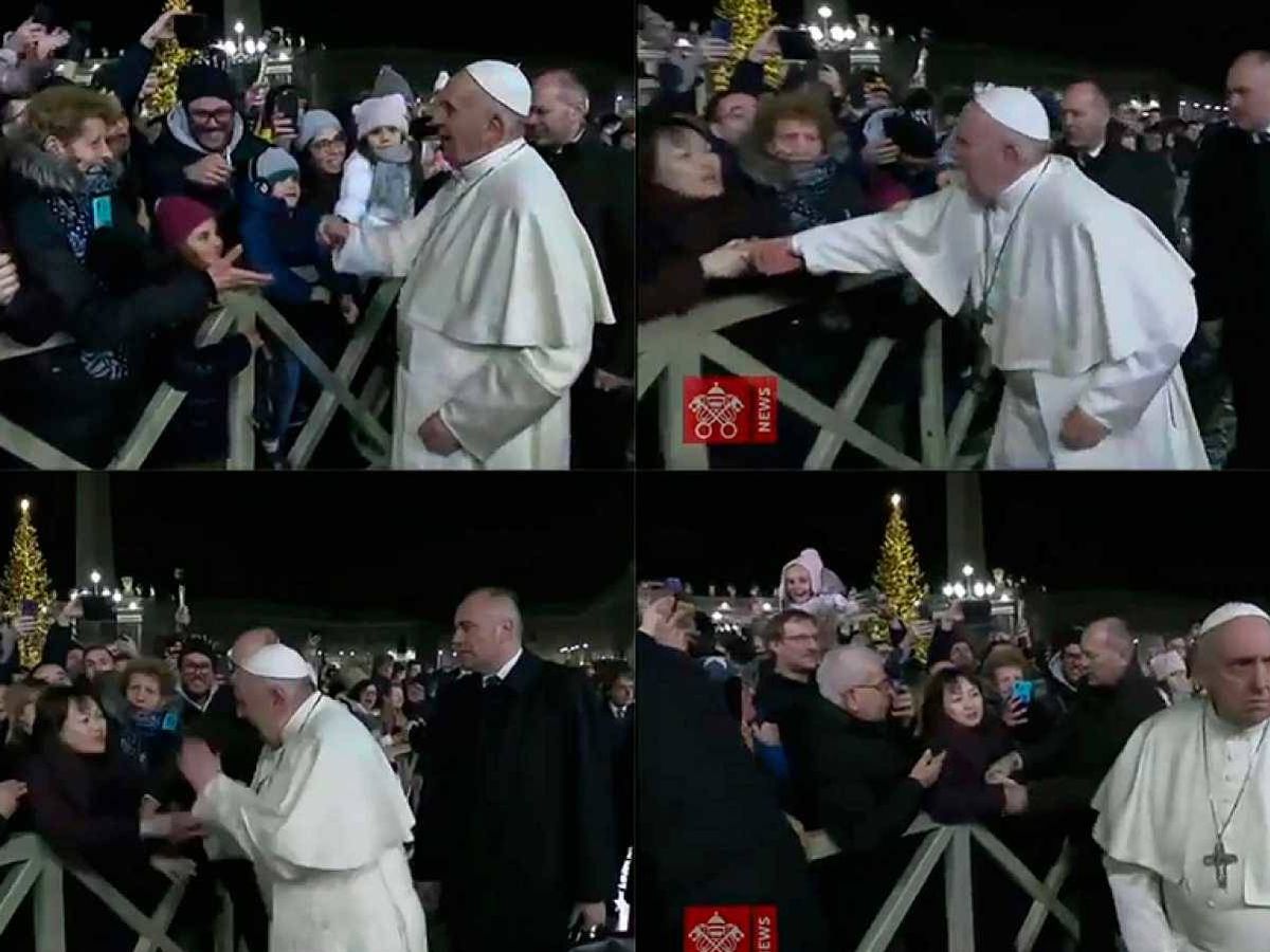 Foto: Imágenes del momento en el que el Papa reprende a la mujer.
