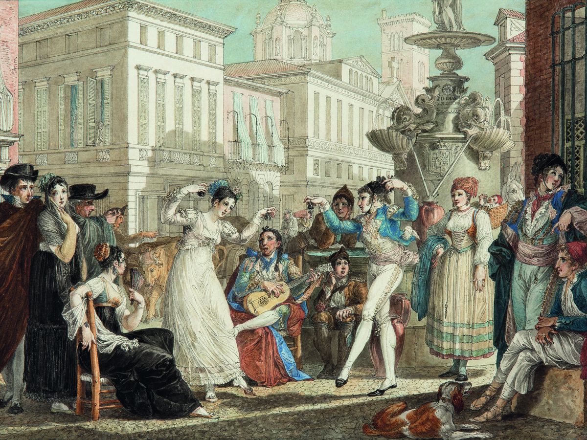 Foto: Escena costumbrista. (Jean-Démosthène Dugourc, 1813)