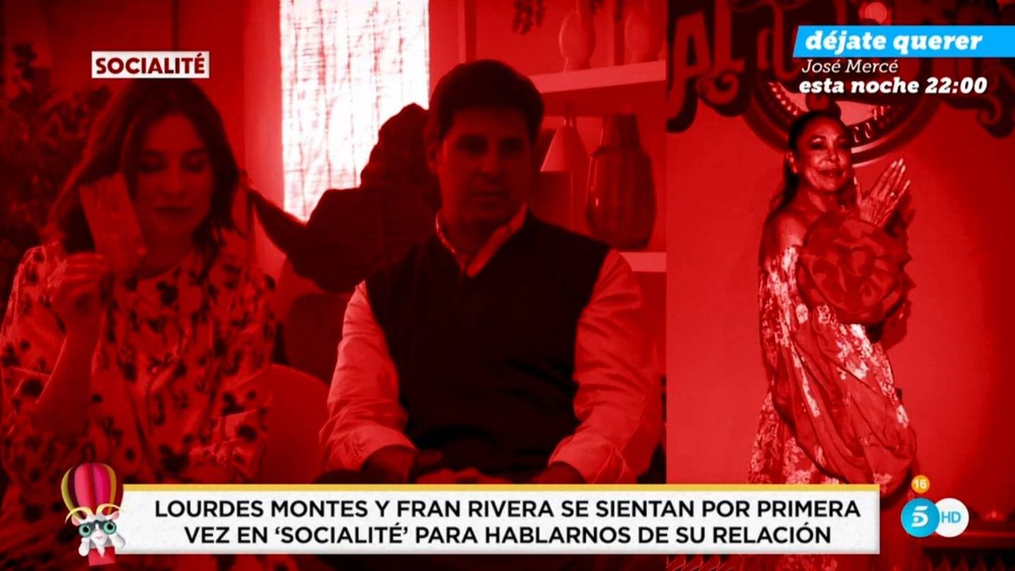 Lourdes Montes y Fran Rivera son entrevistados en 'Socialité'. (Mediaset)