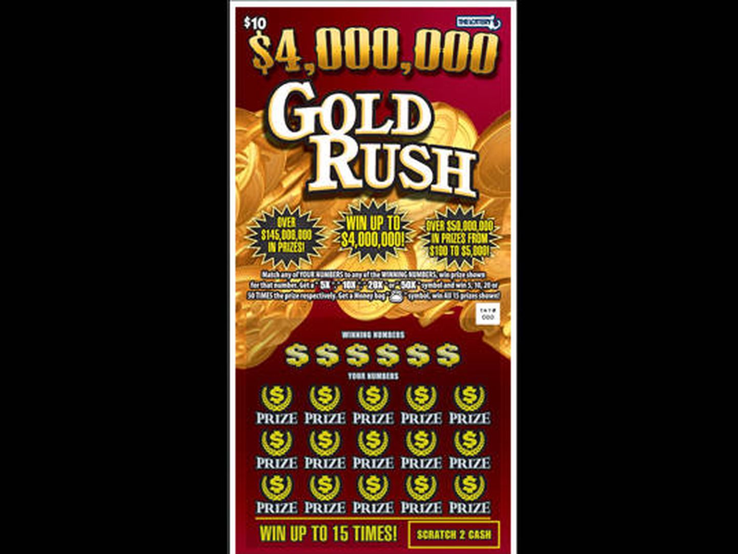 Daponte había ganado el premio con uno de estos boletos 'Gold Rush' (Foto: Lotería de Massachusetts)