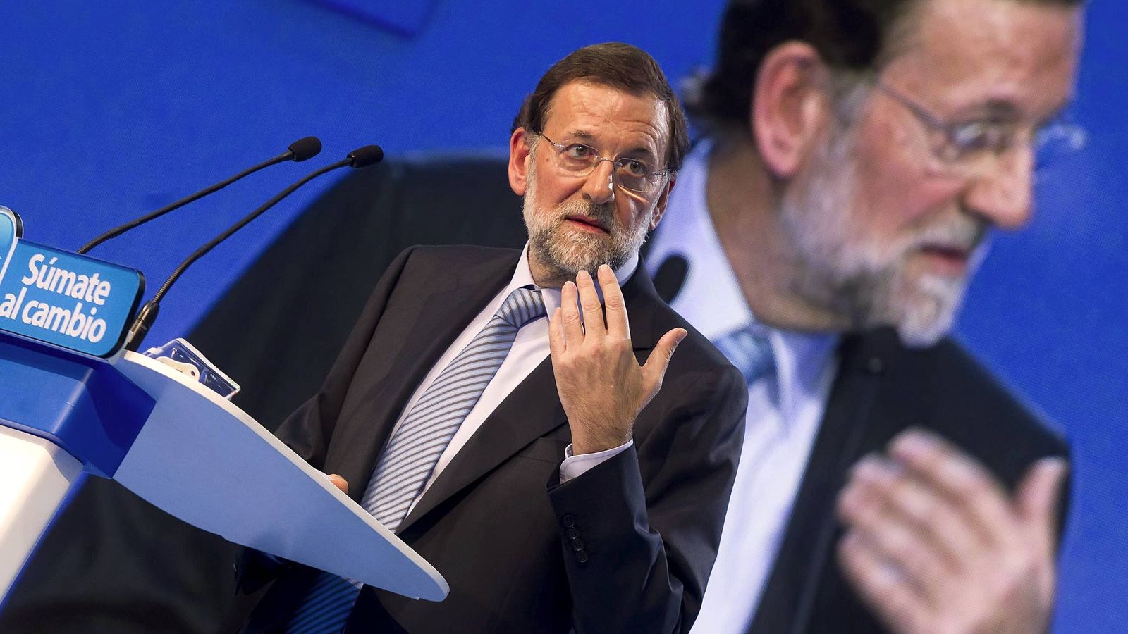 Foto: Mariano Rajoy, durante su intervención en el acto electoral. (Efe)