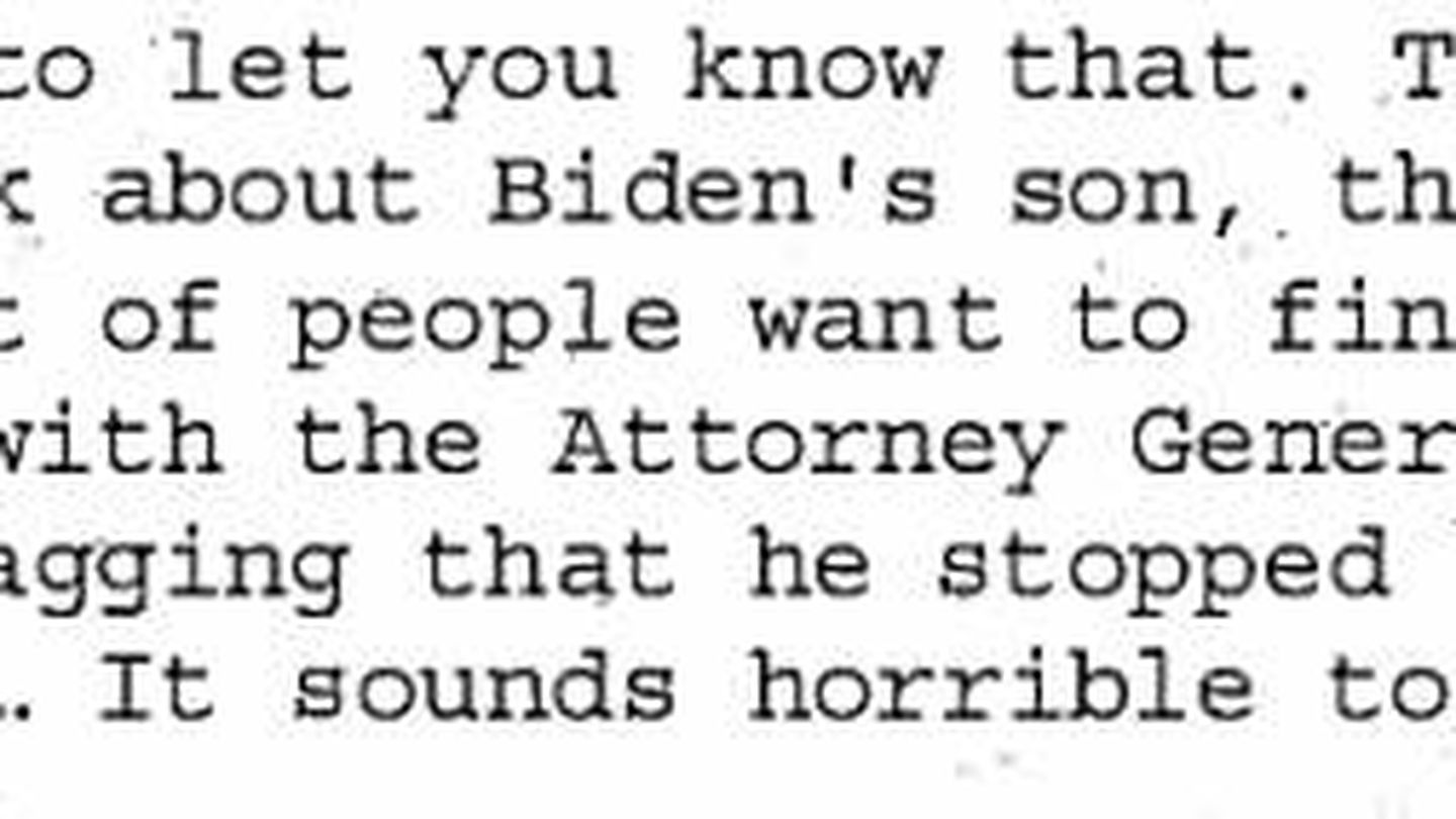 Fragmento de la conversación donde se hace referencia al hijo de Biden.