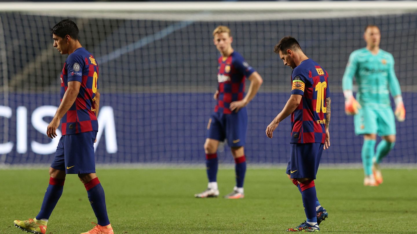 Luis Suárez y Leo Messi durante los cuartos de Champions frente al Bayern. (Reuters)