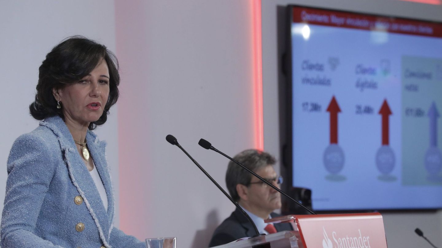 La presidenta del Banco Santander, Ana Botín, en la presentación de los resultados de 2017. (EFE)