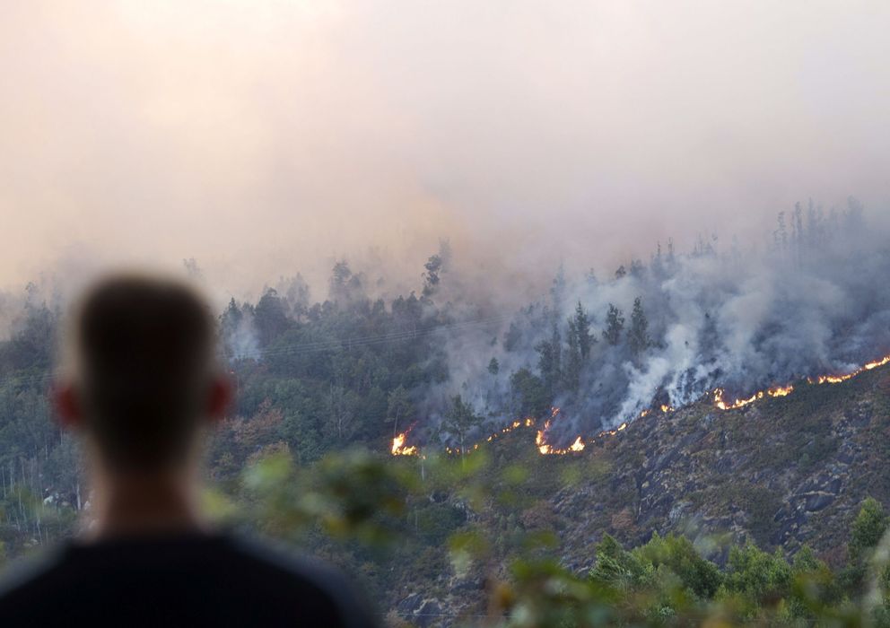 Foto: Incendio forestal en Negreira, A Coruña (EFE)