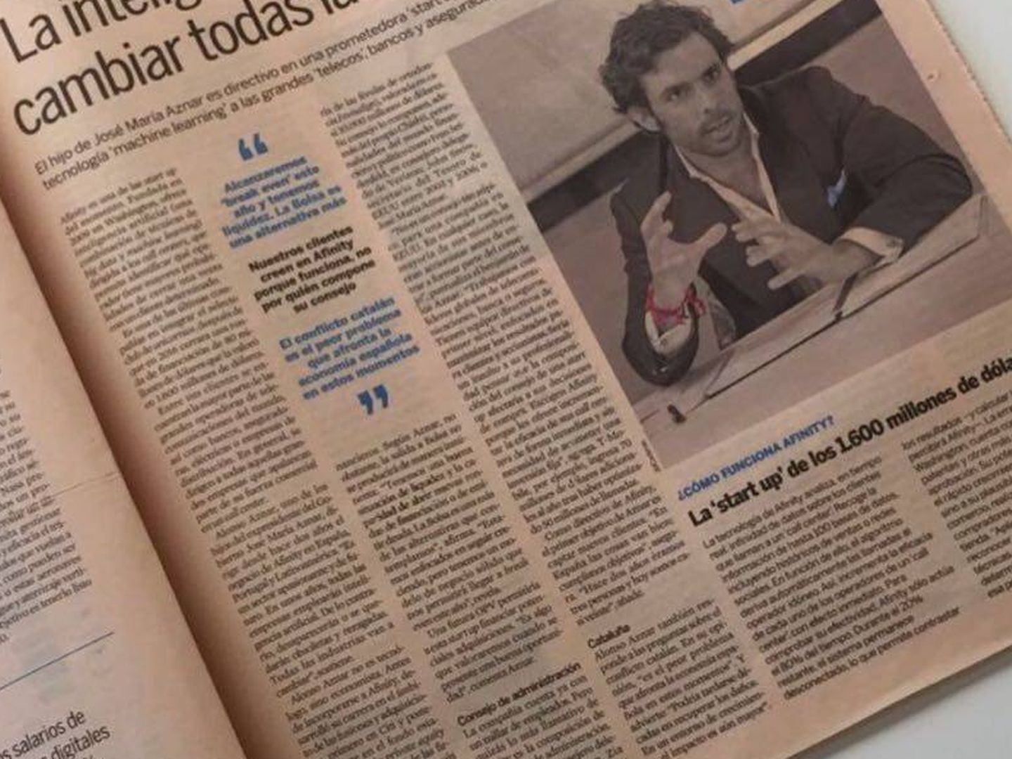 Entrevista a Alonso Aznar en un periódico económico. 