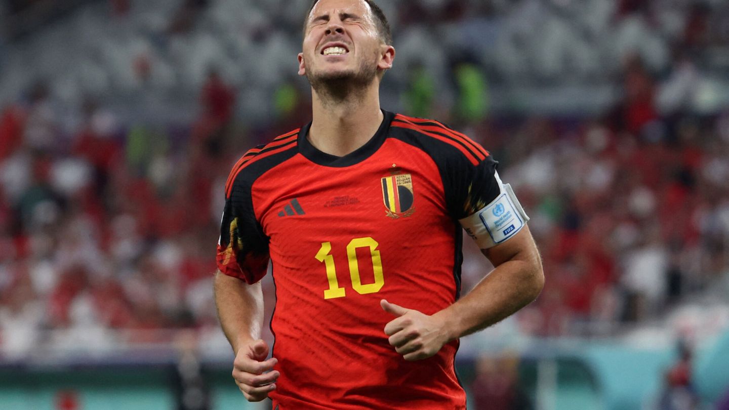 Eden Hazard en el partido de Bélgica contra Marruecos.