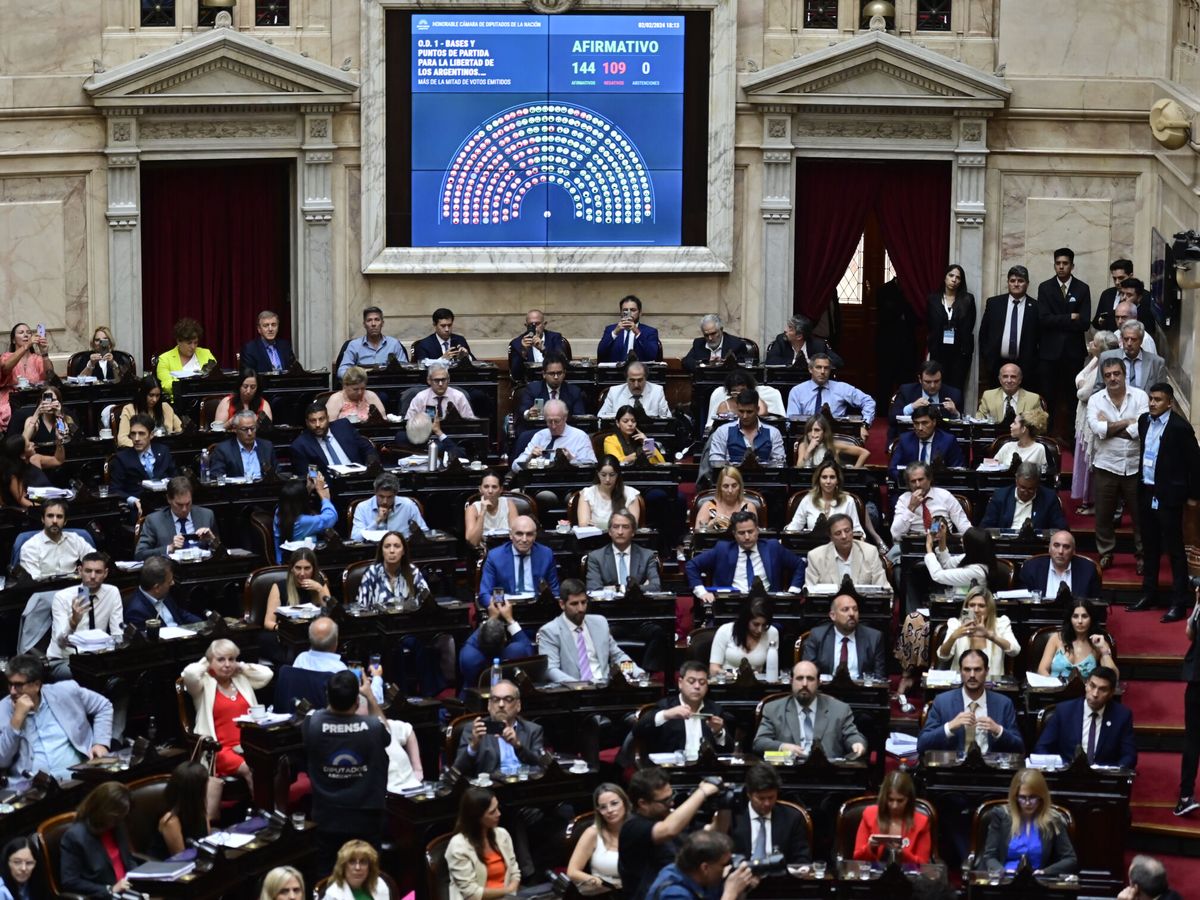 Foto: Votación de la ley ómnibus en la Cámara de Diputados del Congreso argentino. (EFE/Matías Martín Campaya)