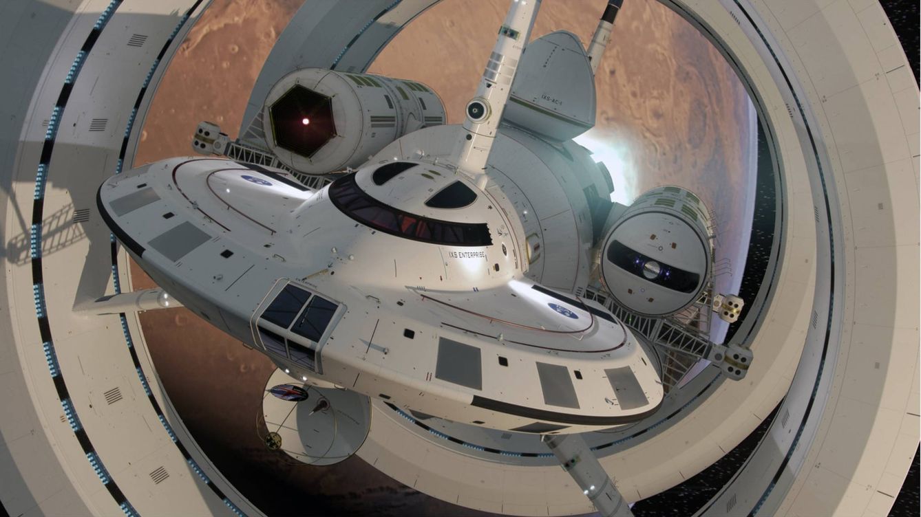 Foto: Concepto de nave espacial con 'warp drive'. (Mark Rademaker)