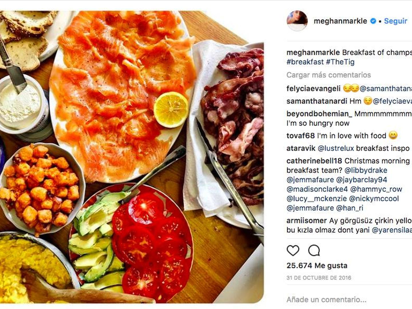Markle da buena cuenta de sus desayunos en su perfil de Instagram. 