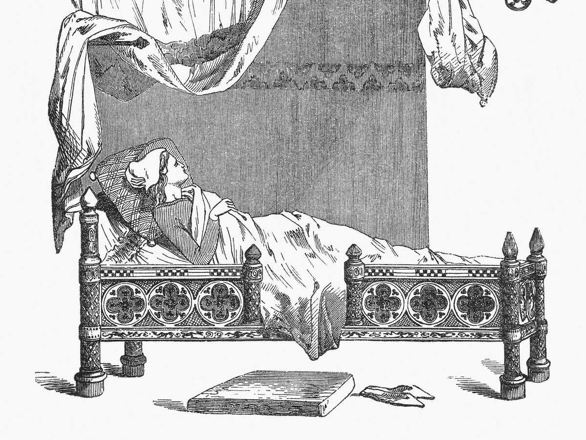 Foto: Una mujer durmiendo en una cama durante la Edad Media. (iStock)