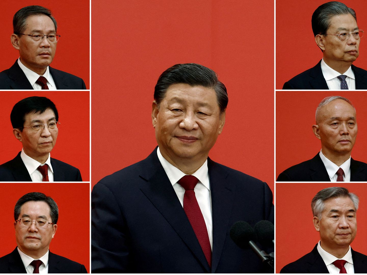 Los miembros del Comité Permanente del Politburó del Partido Comunista de China. (Reuters/Tingshu Wang)