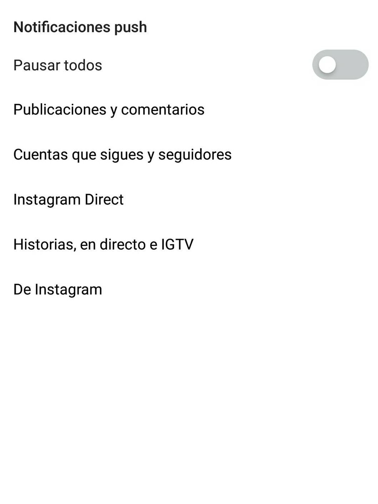 Gestión de las notificaciones de Instagram con la última actualización de la ‘app’.