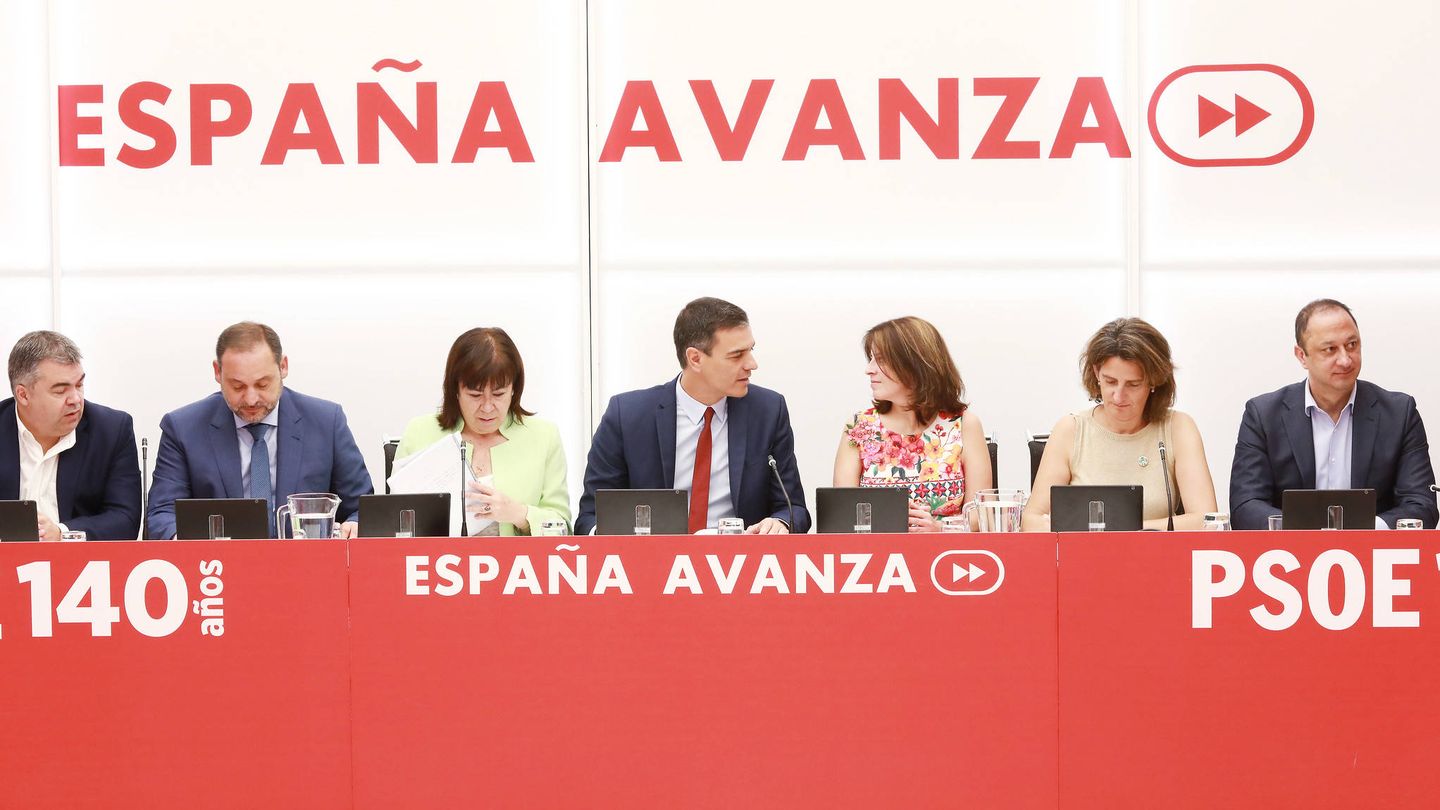 El presidente del Gobierno y secretario general del PSOE, Pedro Sánchez, en la reunión de su ejecutiva federal del PSOE, este 18 de julio de 2019 en Ferraz. (Inma Mesa | PSOE)