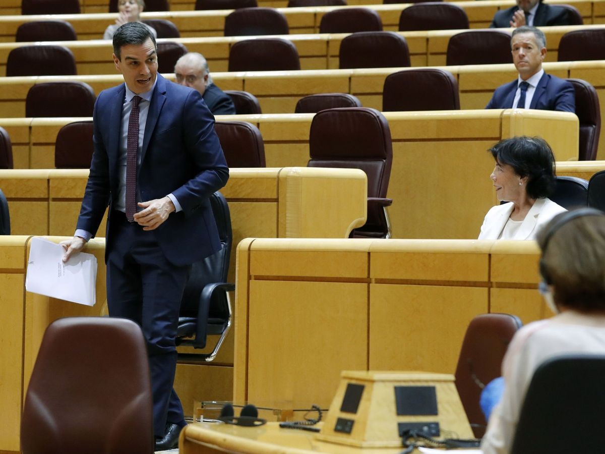 Foto: El presidente del Gobierno, Pedro Sánchez (i), este martes en la sesión de control al Gobierno en el Senado. (EFE)