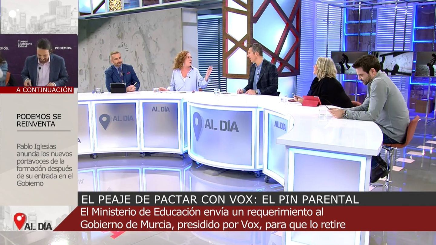Cristina Fallarás y Joaquín Prat, en 'Cuatro al día'. (Mediaset)