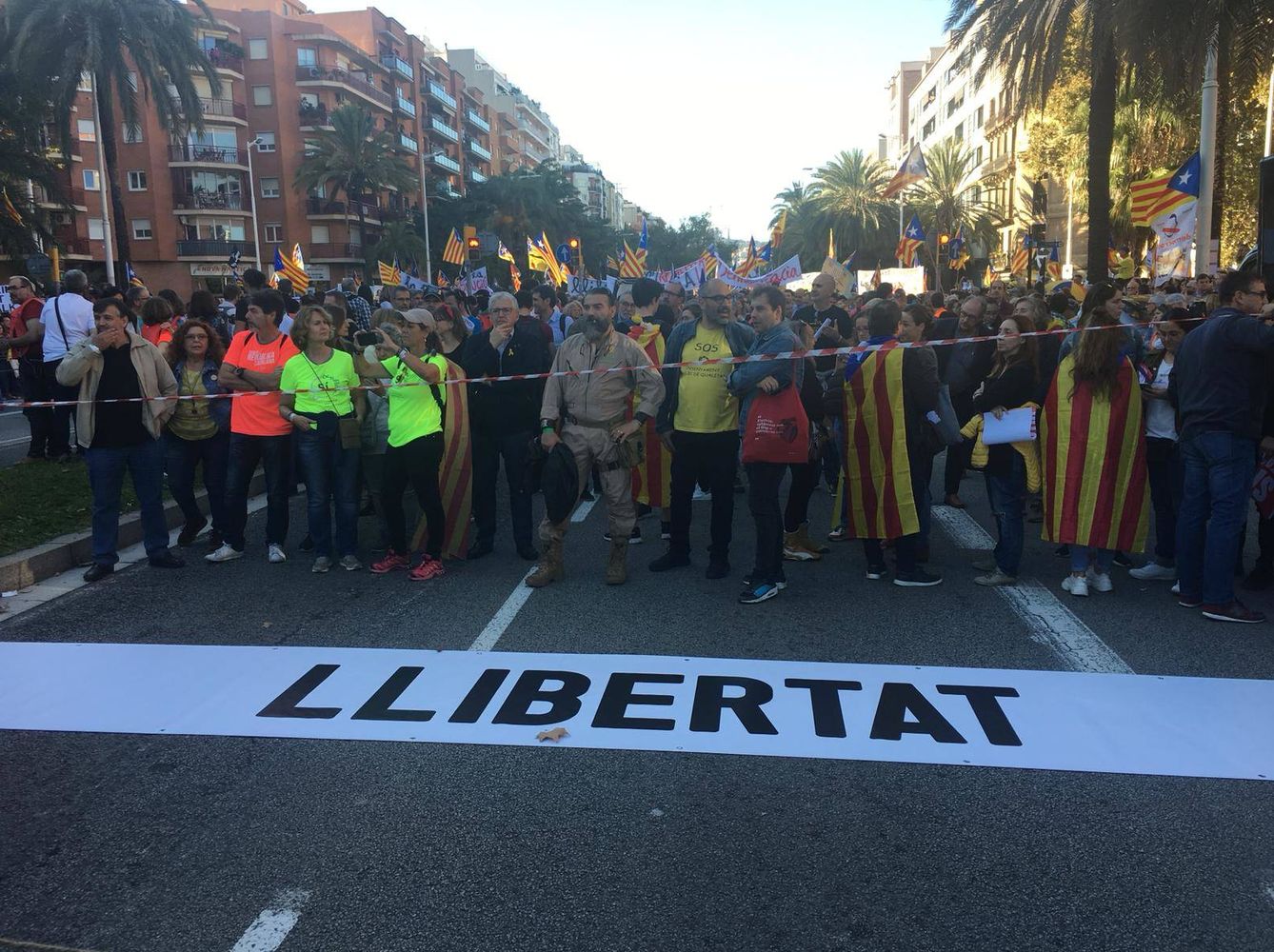 La presidenta de la Assemblea Nacional de Catalunya , Elisenda Paluzie, encabeza la marcha. (Marcos García Rey)