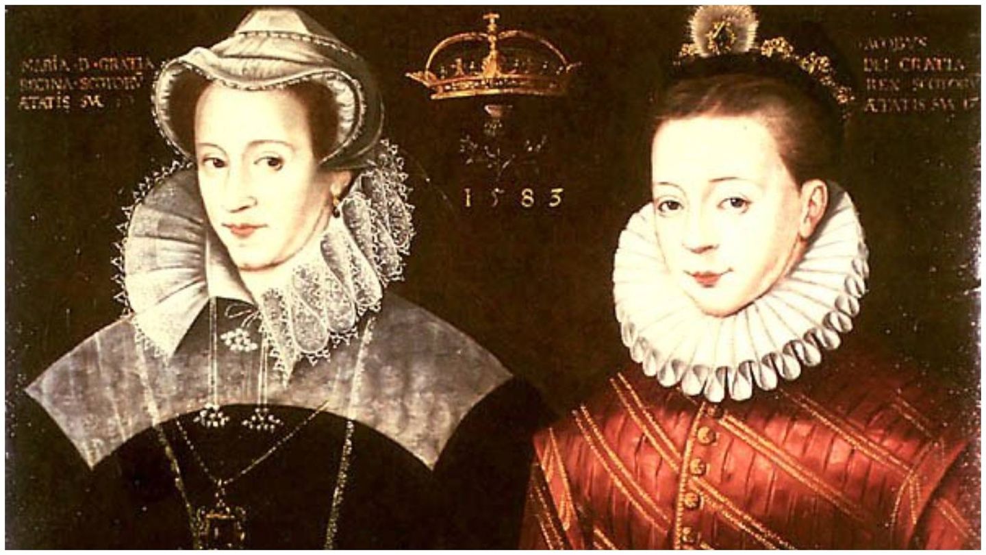 Montaje al óleo de dos retratos de María y su hijo Jacobo, de Nicholas Hilliard. (Archivo Stirling Castle)