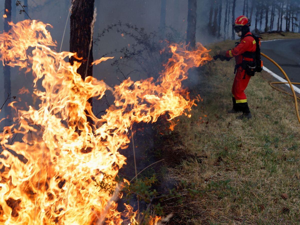 Foto: La UME luchando contra el fuego en Artazu, Navarra. (Reuters/Vincent West)