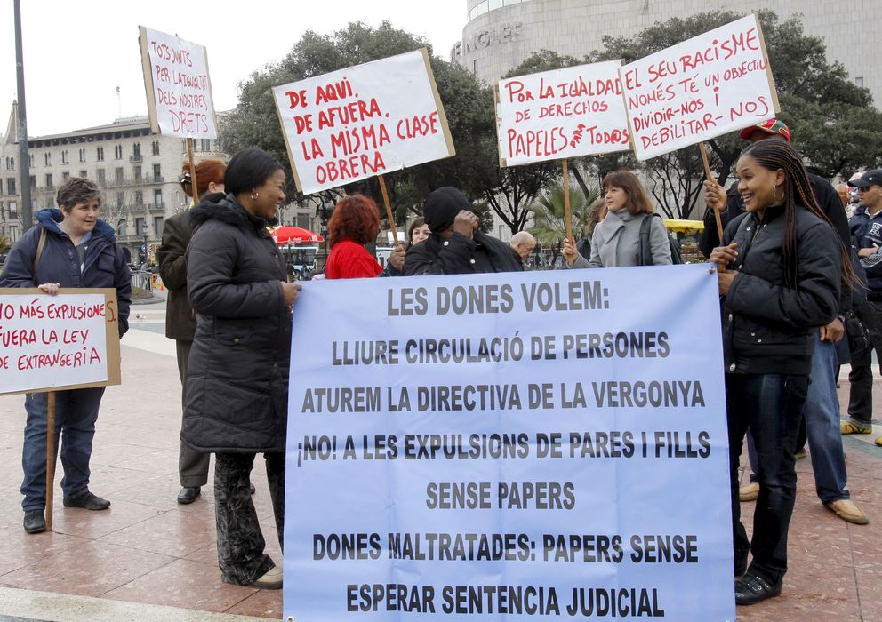 Foto: Protesta por los derechos de los inmigrantes en Cataluña. (Efe)