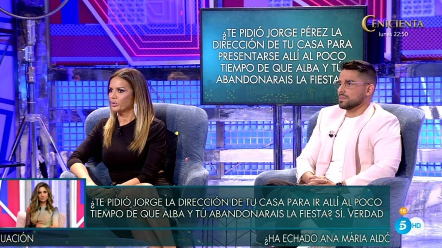 Marta López y Miguel Frigenti en el polígrafo del 'Deluxe'. (Mediaset)