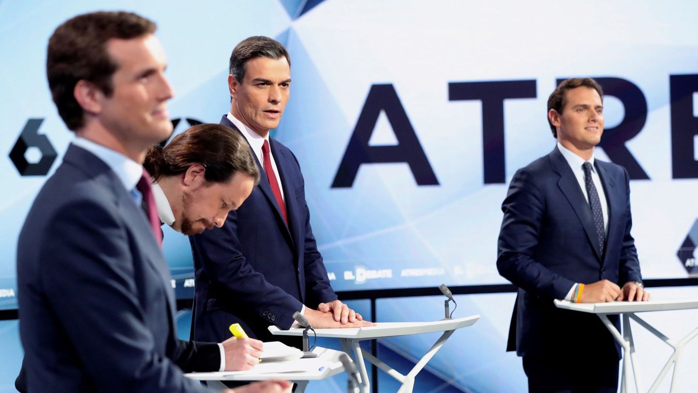 Los candidatos a presidir el Gobierno de España en el debate de Atresmedia. (EFE)