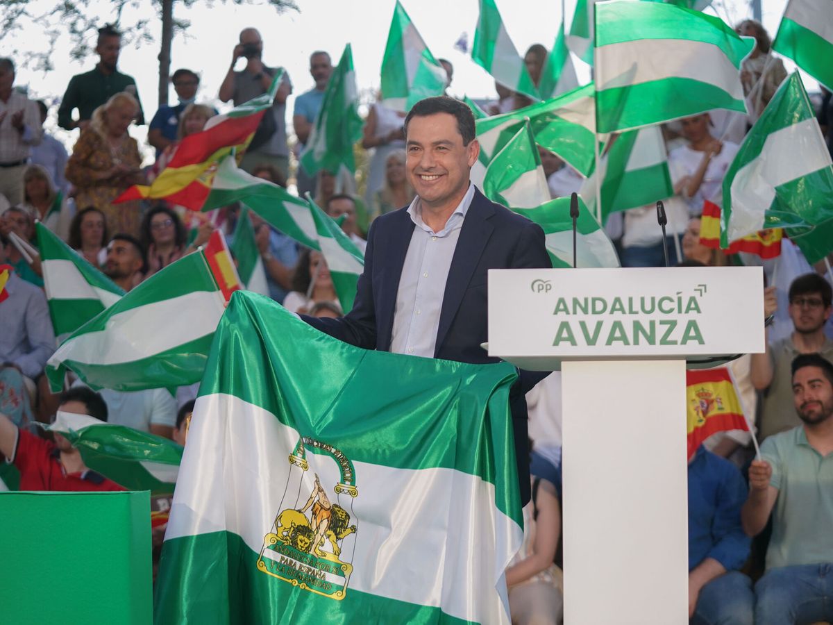 Foto: El presidente de la Junta y candidato del PP, Juanma Moreno. (EFE/Carlos Díaz)