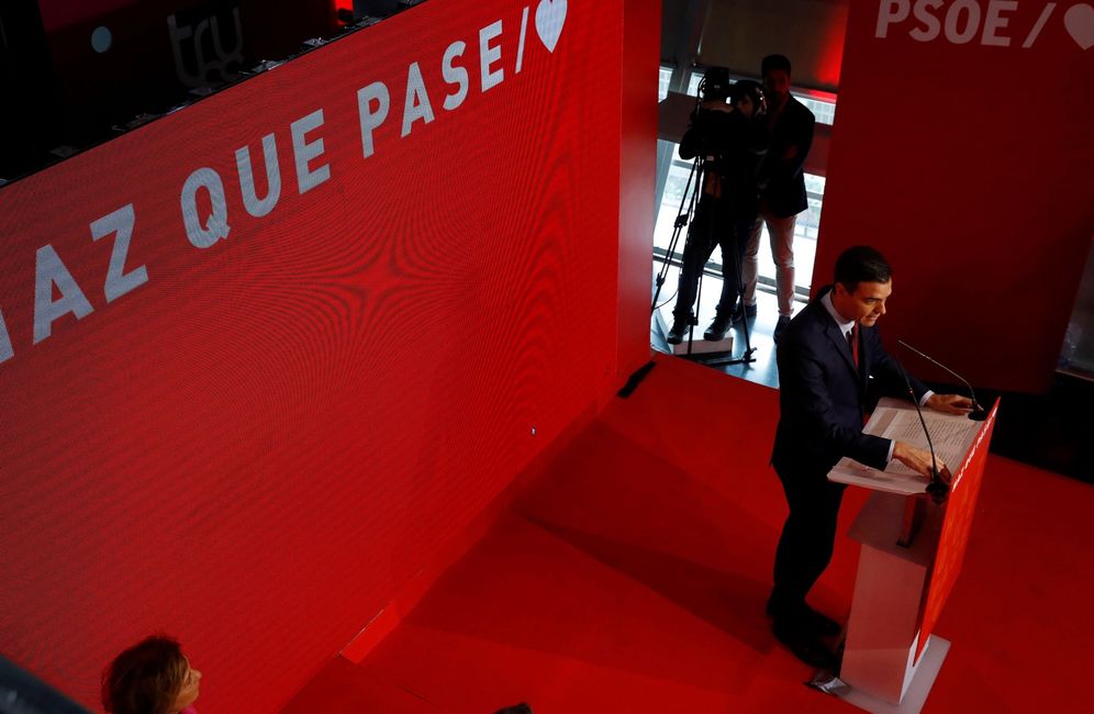 Foto: Pedro Sánchez, en la presentación de la campaña del PSOE para las generales del 28-A, este 2 de abril en el WiZink Center de Madrid. (EFE)