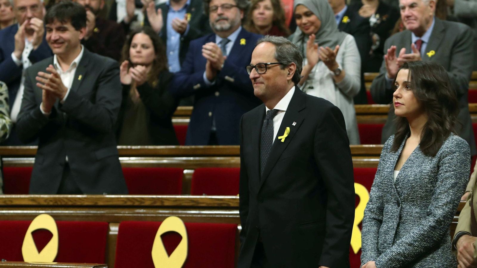 Foto: El presidente de la Generalitat, Quim Torra, junto a la líder de Cs en Cataluña, Inés Arrimadas. (EFE)