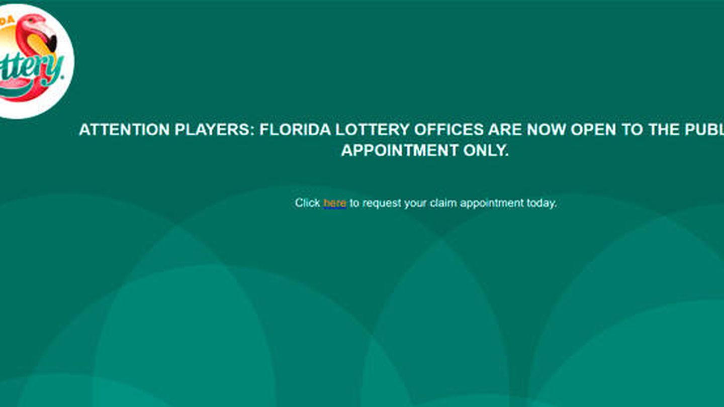 La Lotería de Florida anuncia en su web que solo recibe visitas con cita previa por el coronavirus