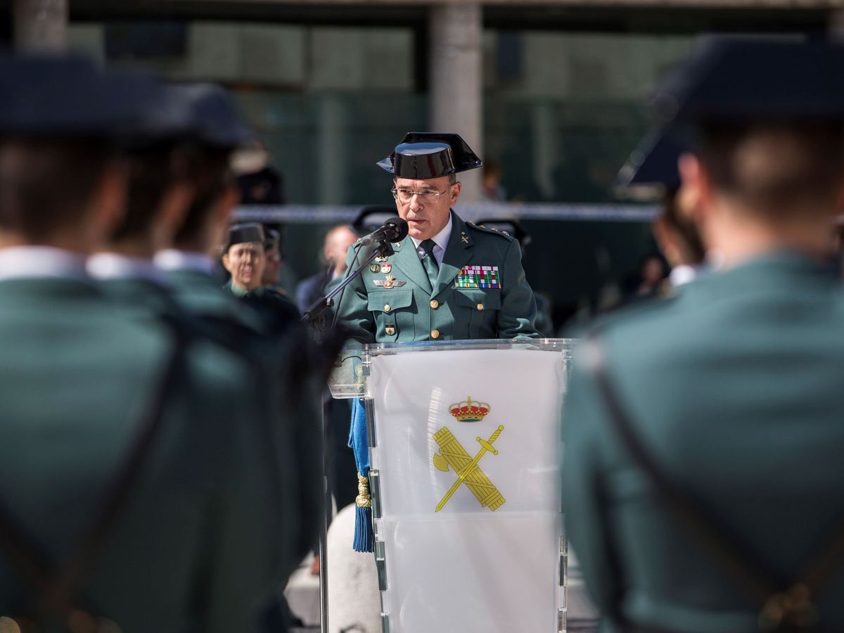 Foto: Diego Pérez de los Cobos, en su toma de posesión como jefe de la Comandancia de la Guardia Civil de Madrid en abril de 2018. (EFE)