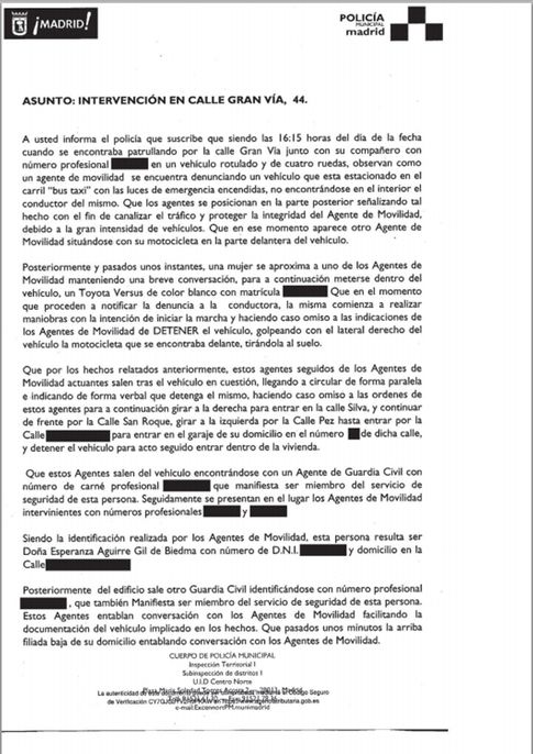 Parte del incidente (El País)