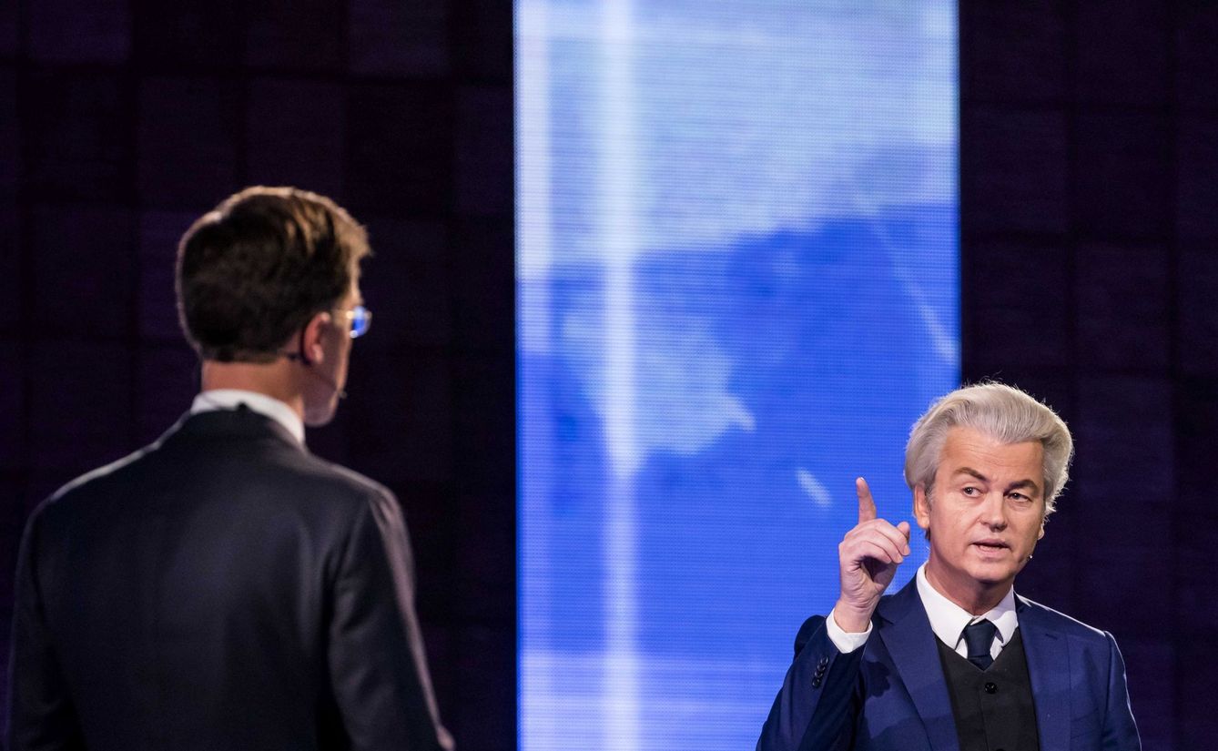 Geert Wilders, durante el cara a cara televisivo con Mark Rutte, el 13 de marzo de 2017. (EFE)