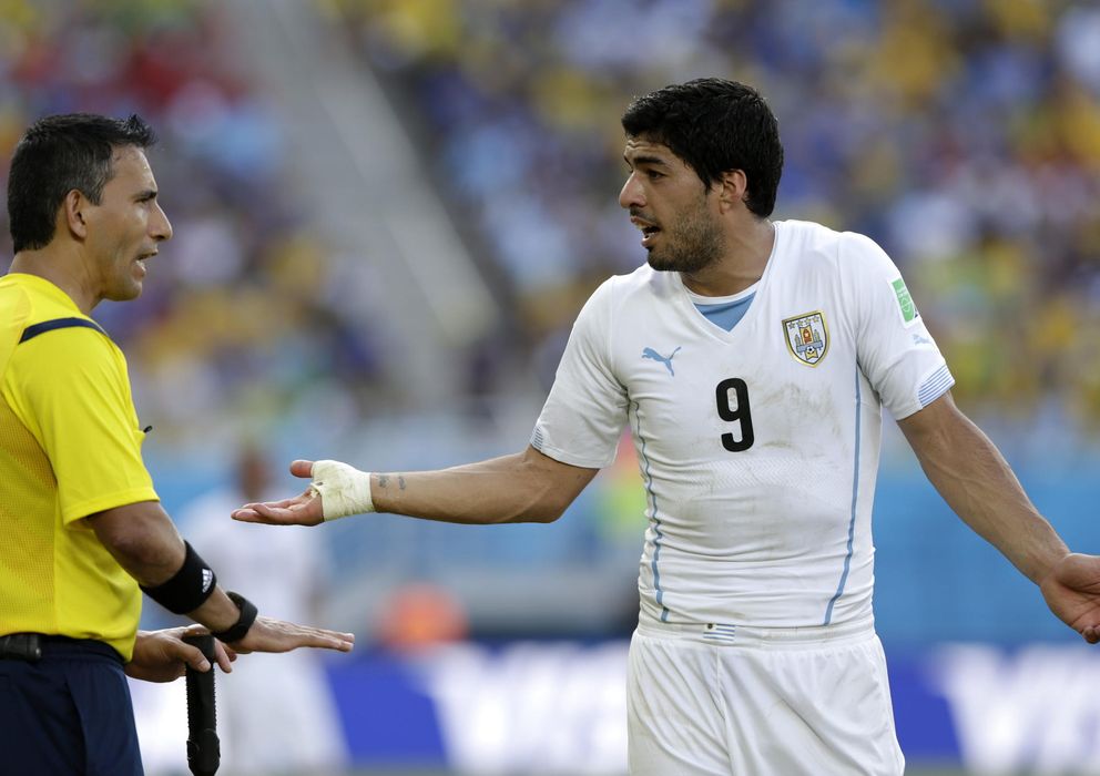 Foto: Luis Suárez, durante un lance del partido Italia-Uruguay