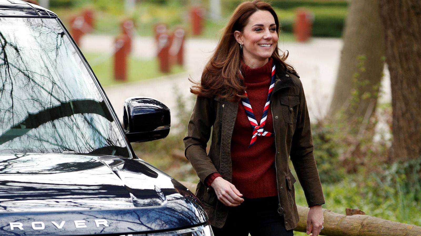 Foto: Kate Middleton llegando a Gilwell Park para el acto. (Reuters)