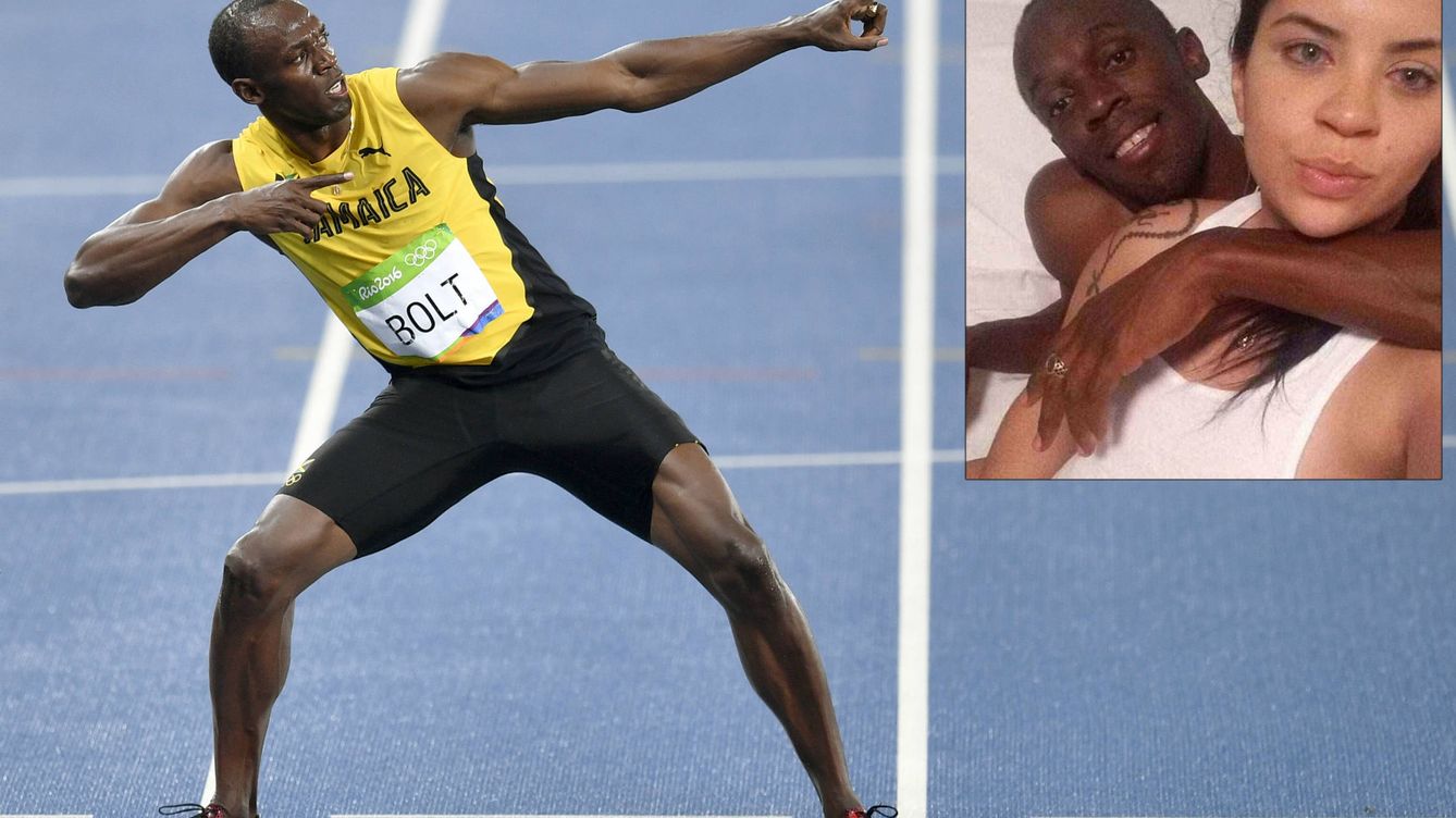 Foto: Usain Bolt junto a una de las imágenes publicadas (Gtres/Facebook)