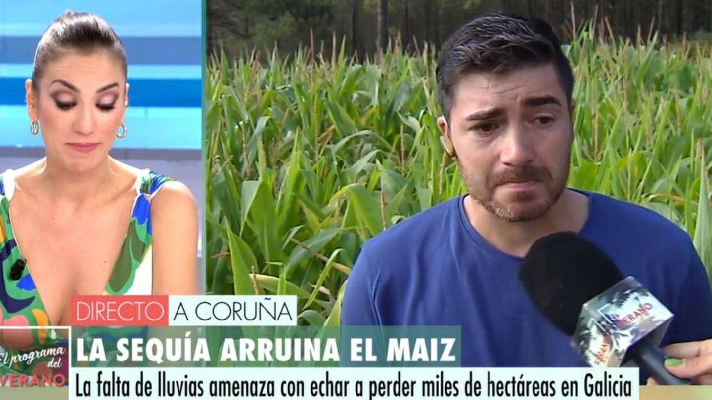 Patricia Pardo habla con un agricultor en 'Ana Rosa'. (Mediaset España)