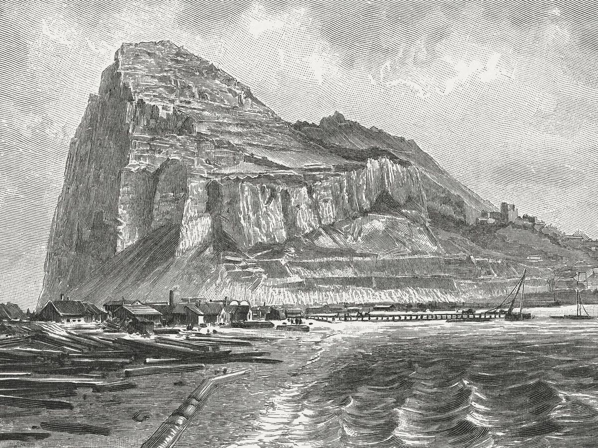 Foto: Peñón de Gibraltar, grabado en madera, publicado en 1897 (Fuente: iStock)