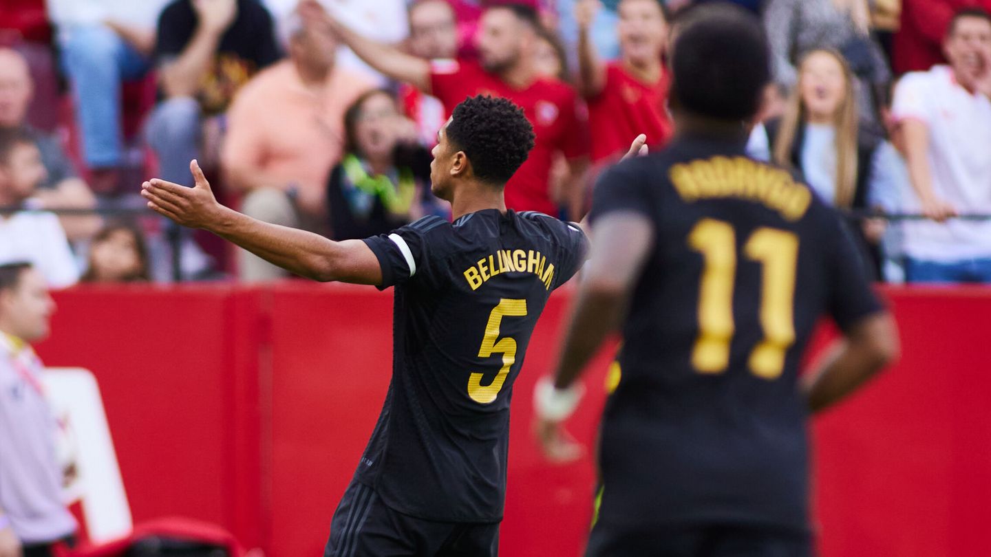 Bellingham celebra su gol sin saber que estaba anulado. (AFP)
