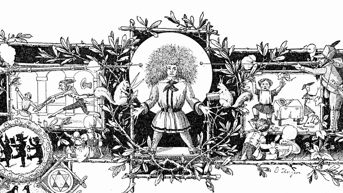 Ilustración de 'Pedrito el greñoso' o 'Struwwelpeter', famoso cuento alemán del siglo XIX.