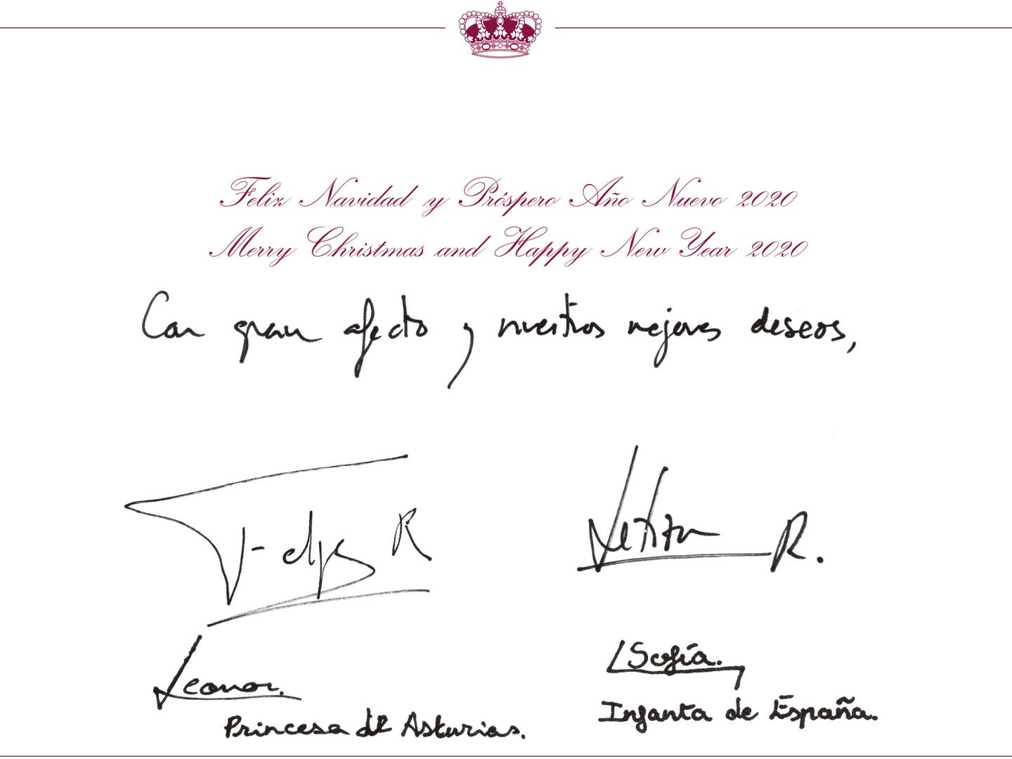 Felicitación navideña de los Reyes y sus hijas. (Casa Real)