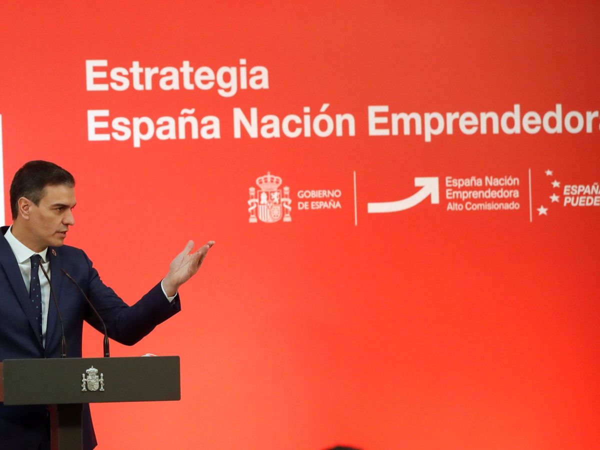 Foto: El presidente del Gobierno, Pedro Sánchez, en la intervención de 'España, nación emprendedora'. (EFE)