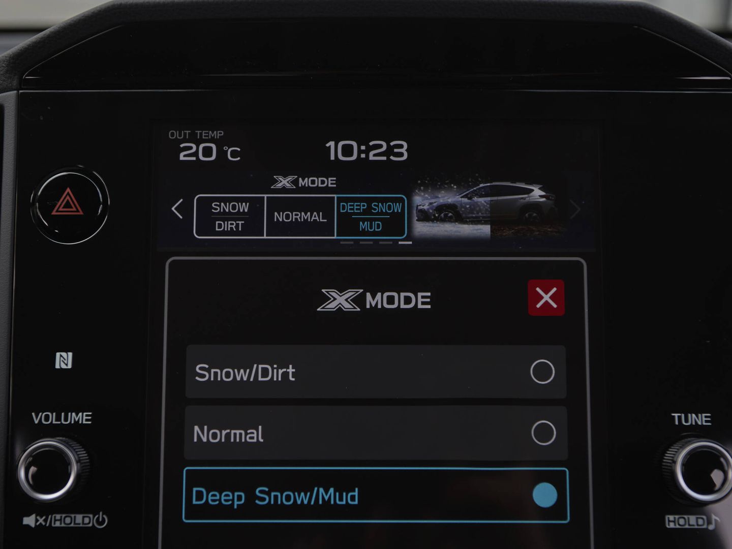 El X-Mode del Crosstrek añade el nuevo modo Deep Snow / Mud en las dos versiones superiores.