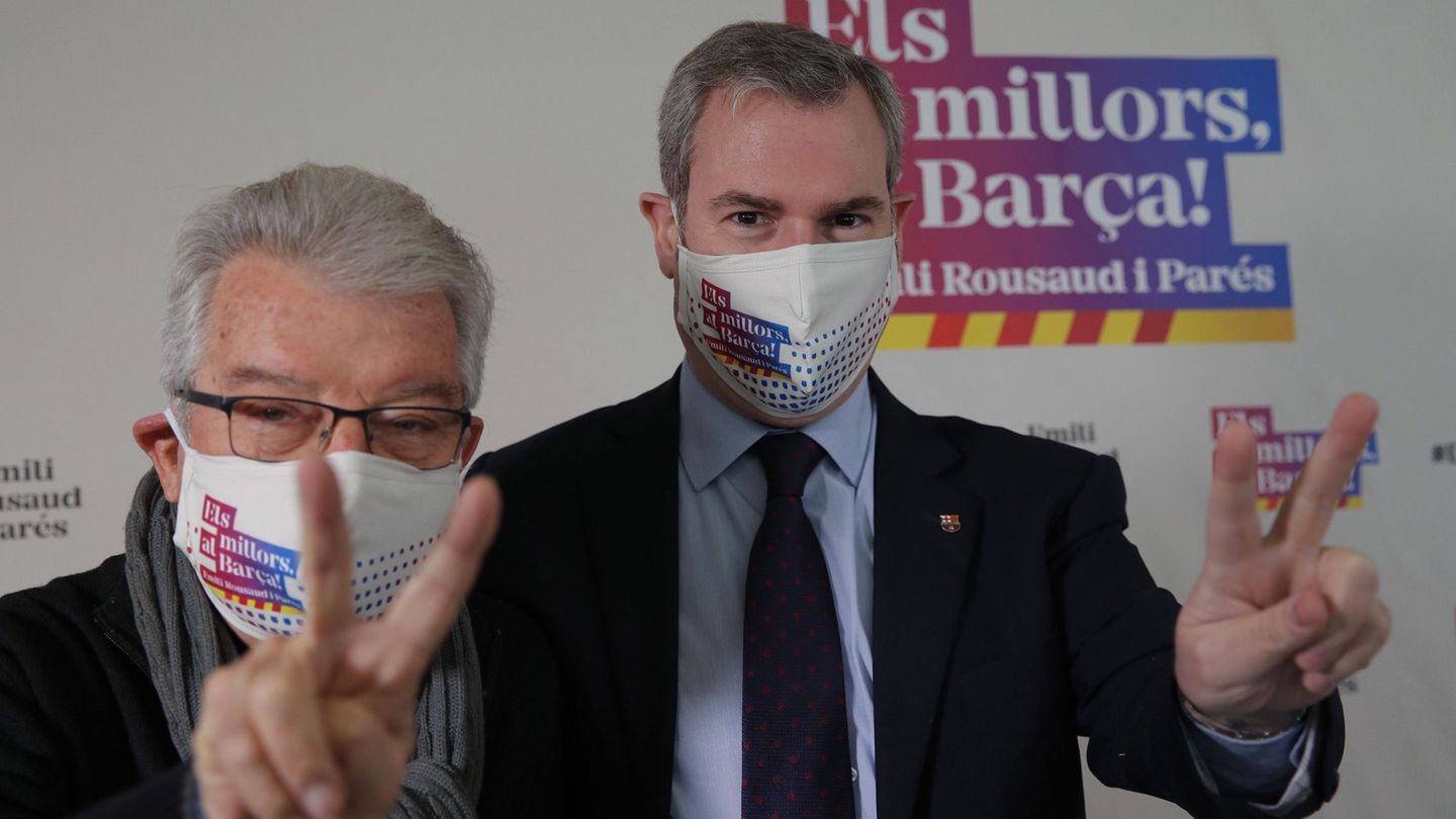 Minguella con el precandidato Rousaud. (EFE/Alejandro García)