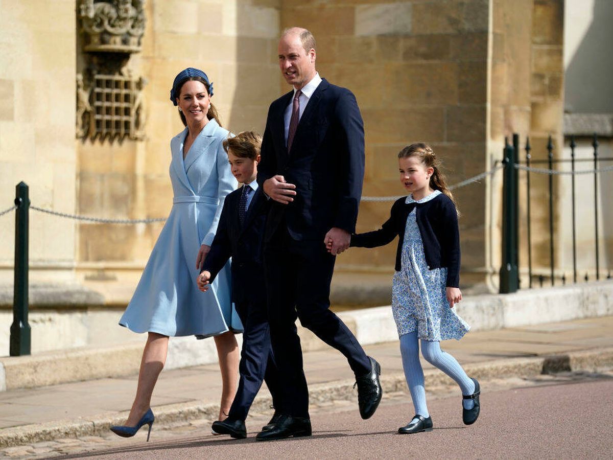 Foto: Kate Middleton, el príncipe Guillermo y sus hijos George y Charlotte en el Domingo de Pascua. (Getty/Andrew Matthews-WPA Pool)