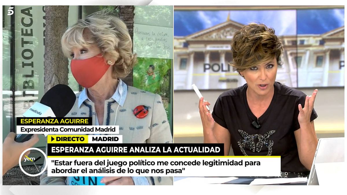 Un micro abierto se la juega a Esperanza Aguirre, pillada criticando a Sonsoles Ónega