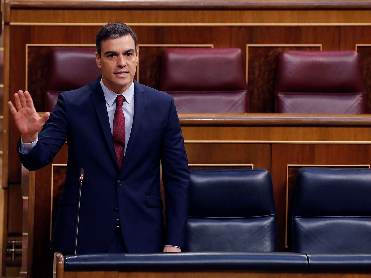 Foto: El presidente del Gobierno, Pedro Sánchez, durante la sesión de control al Ejecutivo en el Congreso. (EFE)