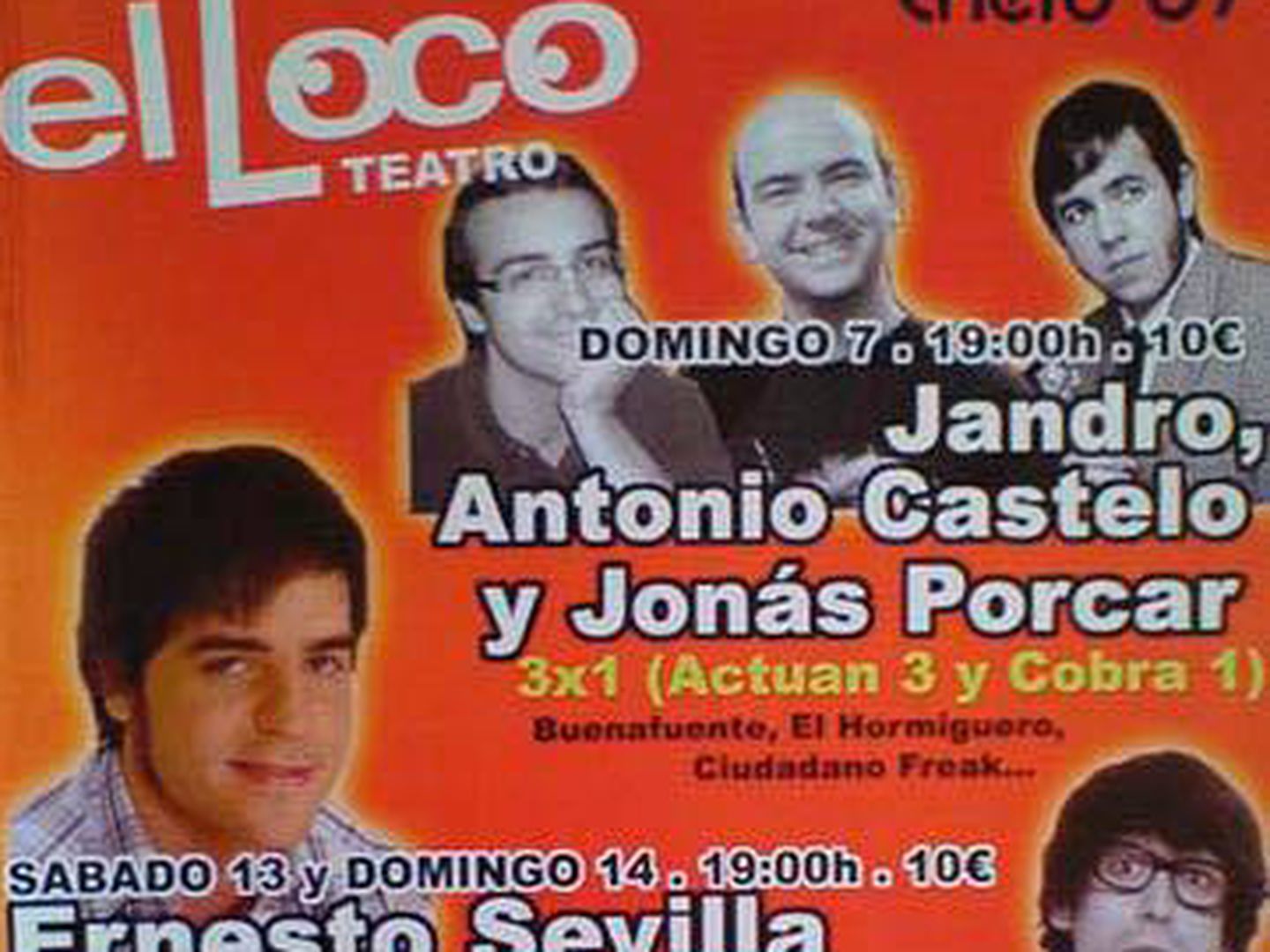 Cartel de la actuación de Jonás Porcar junto a Jandro y Antonio Castelo.