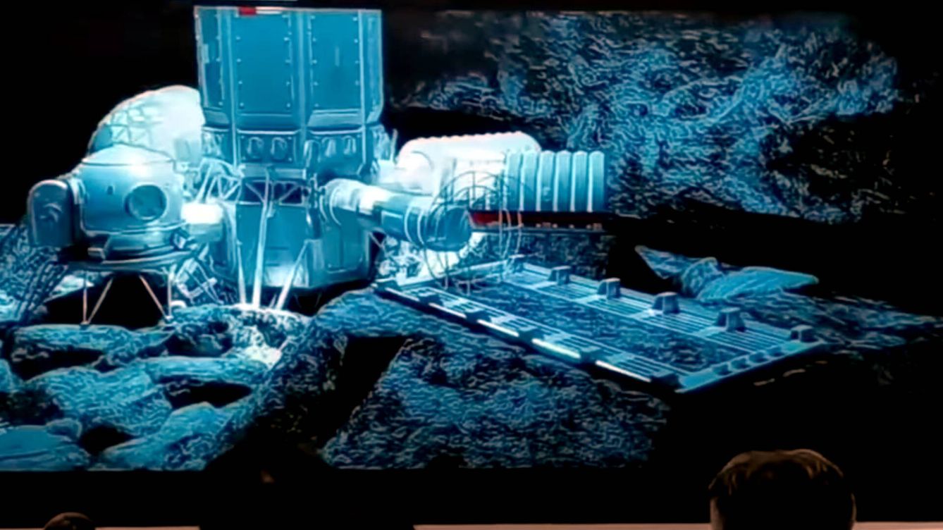 Foto: Vista de la base lunar en construcción en un tubo de lava. (CNSA)