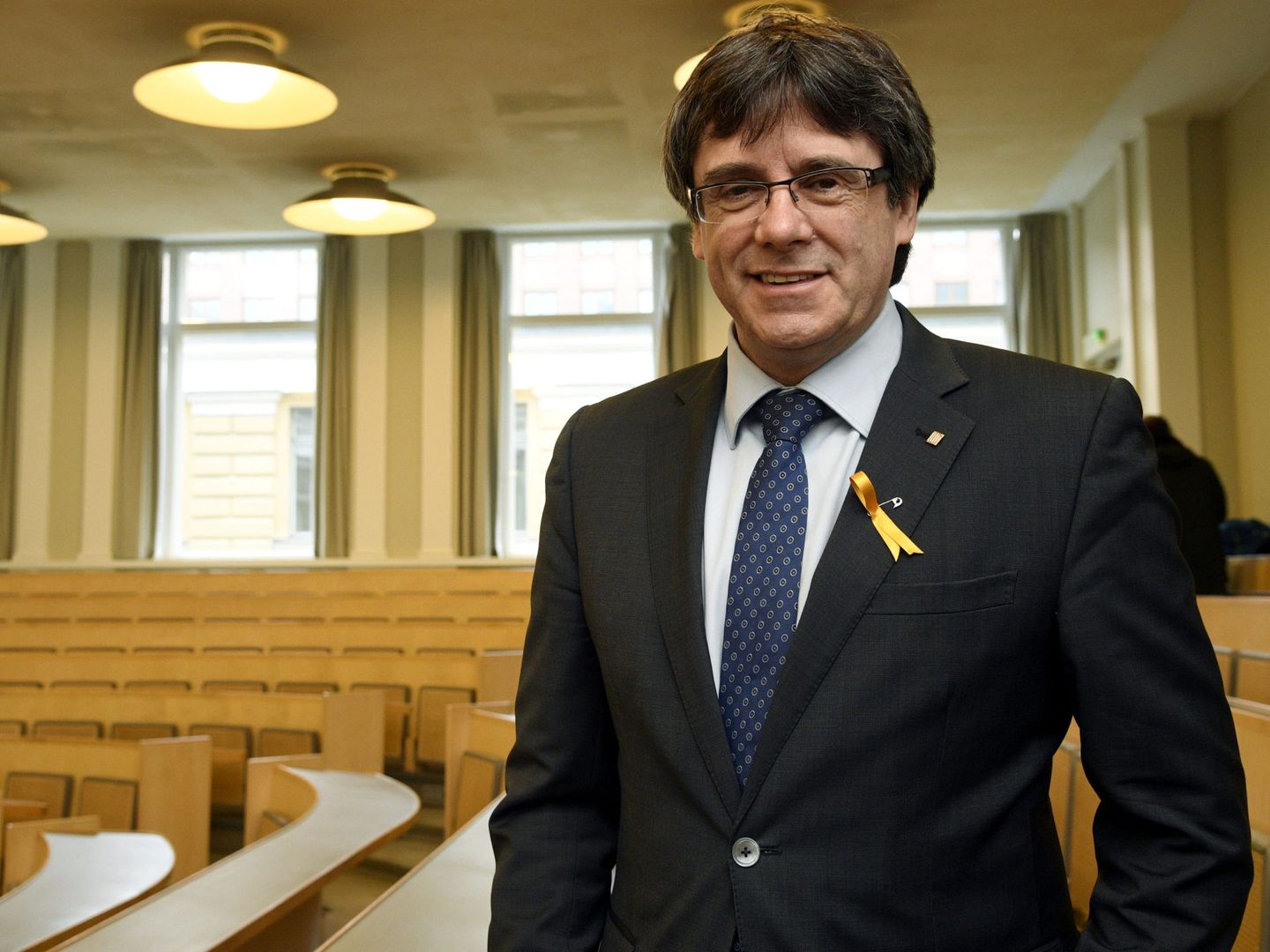 Carles Puigdemont en la universidad de Helsinki. (Reuters)